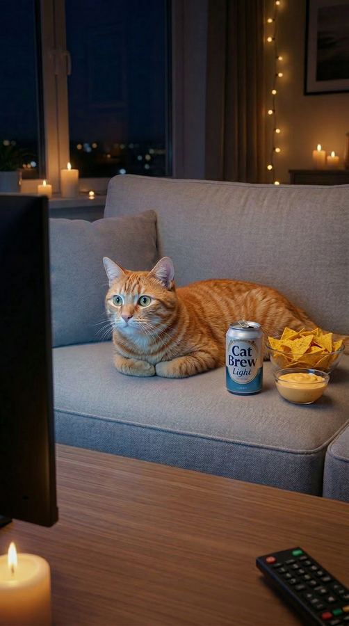 Barny lying on the couch pretending to be approachable.